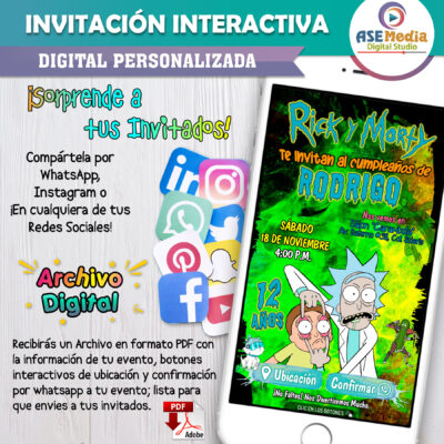 Rick y Morty – Invitación Interactiva de Cumpleaños para WhatsApp