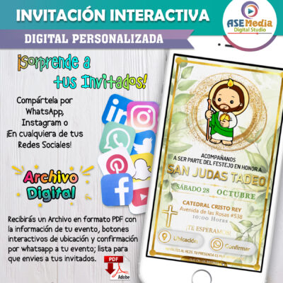San Judas Tadeo Kawaii – Invitación Interactiva para WhatsApp