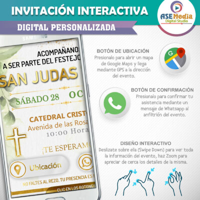 San Judas Tadeo Kawaii – Invitación Interactiva para WhatsApp