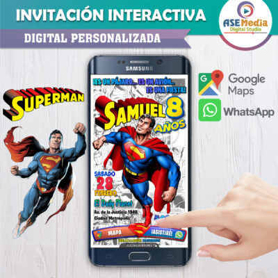 Superman Comics – Invitación Interactiva de Cumpleaños para WhatsApp