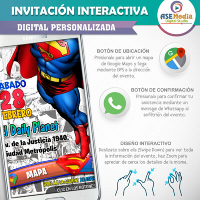 Superman Comics – Invitación Interactiva de Cumpleaños para WhatsApp