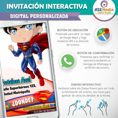 Superboy – Invitación Interactiva de Cumpleaños para WhatsApp