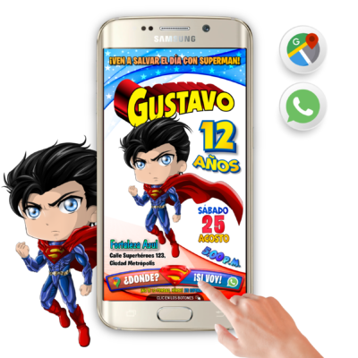 Superboy – Invitación Interactiva de Cumpleaños para WhatsApp