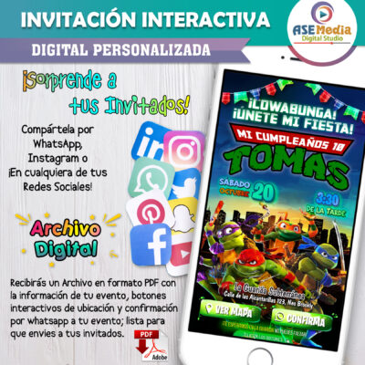 Las Tortugas Ninja – Invitación Interactiva de Cumpleaños para WhatsApp