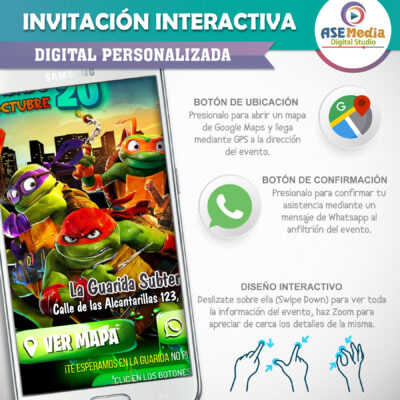 Las Tortugas Ninja – Invitación Interactiva de Cumpleaños para WhatsApp