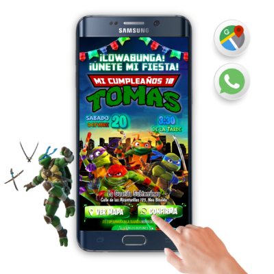 Las Tortugas Ninja – Invitación Interactiva de Cumpleaños para WhatsApp