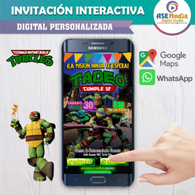 Las Tortugas Ninja Adolescentes – Invitación Interactiva de Cumpleaños para WhatsApp