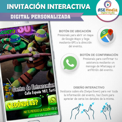 Las Tortugas Ninja Adolescentes – Invitación Interactiva de Cumpleaños para WhatsApp