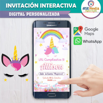 Unicornio Mágico – Invitación Interactiva de Cumpleaños para WhatsApp
