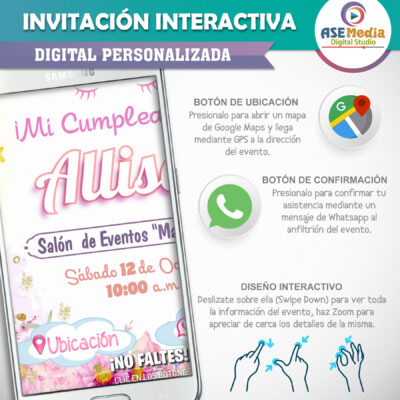 Unicornio Mágico – Invitación Interactiva de Cumpleaños para WhatsApp