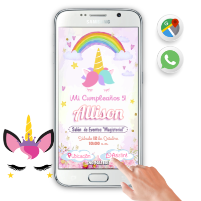 Unicornio Mágico – Invitación Interactiva de Cumpleaños para WhatsApp