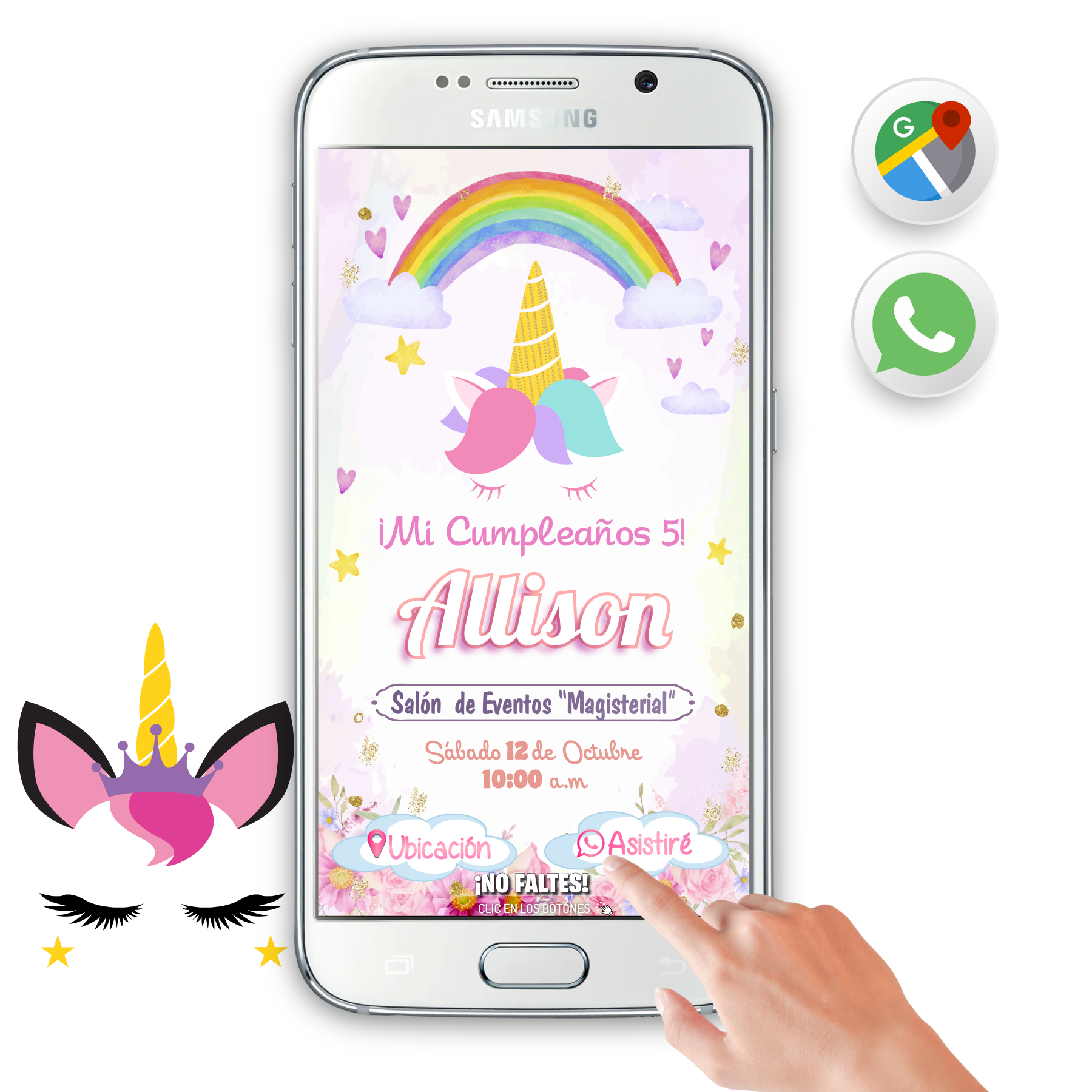 Unicornio Mágico – Invitación Interactiva de Cumpleaños para WhatsApp