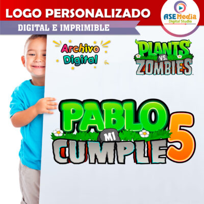 Plantas vs Zombies 02 Logo Personalizado con Nombre