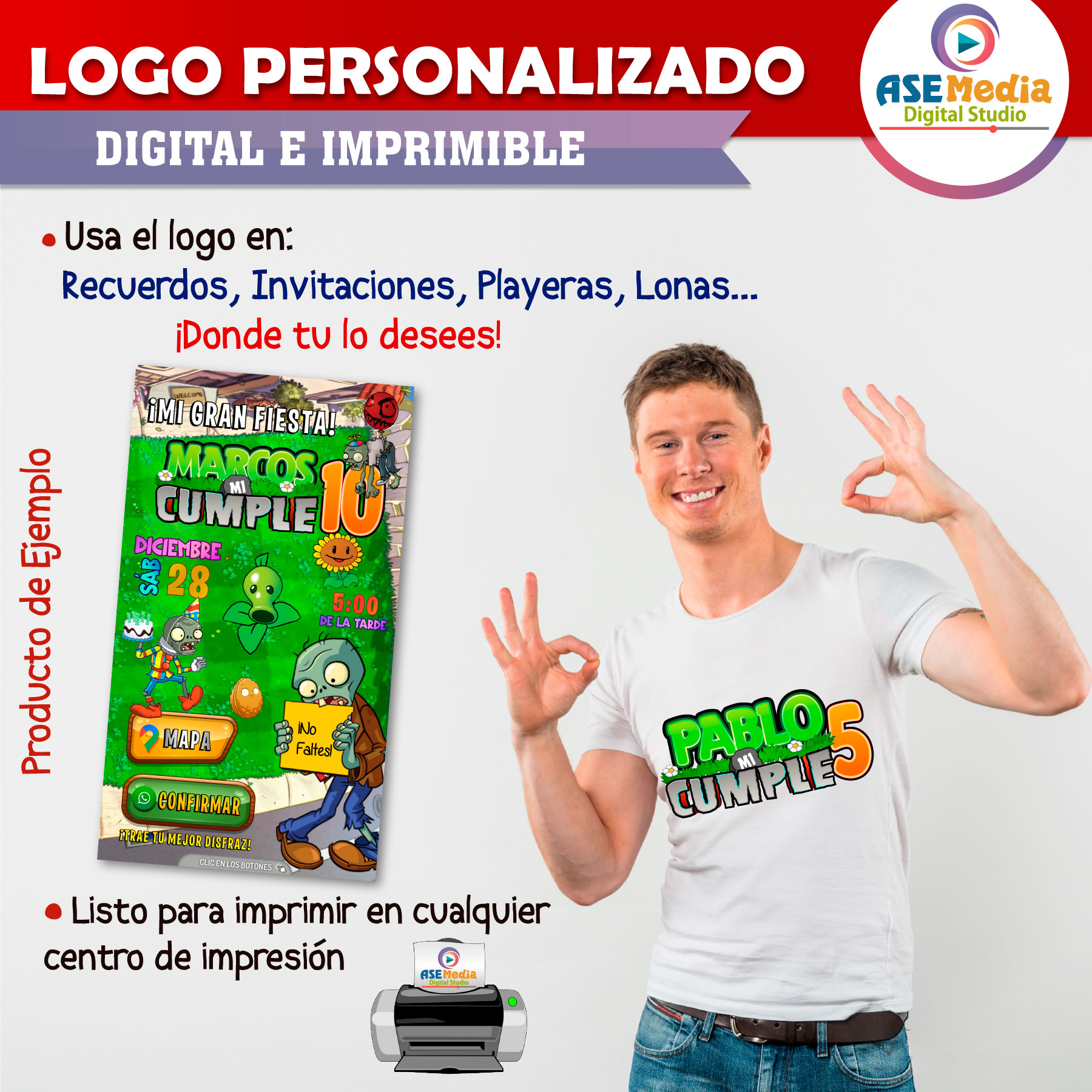 Plantas vs Zombies 02 Logo Personalizado con Nombre