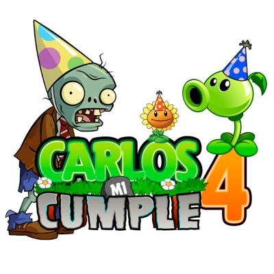 Plantas vs Zombies de Fiesta Logo Personalizado con Nombre