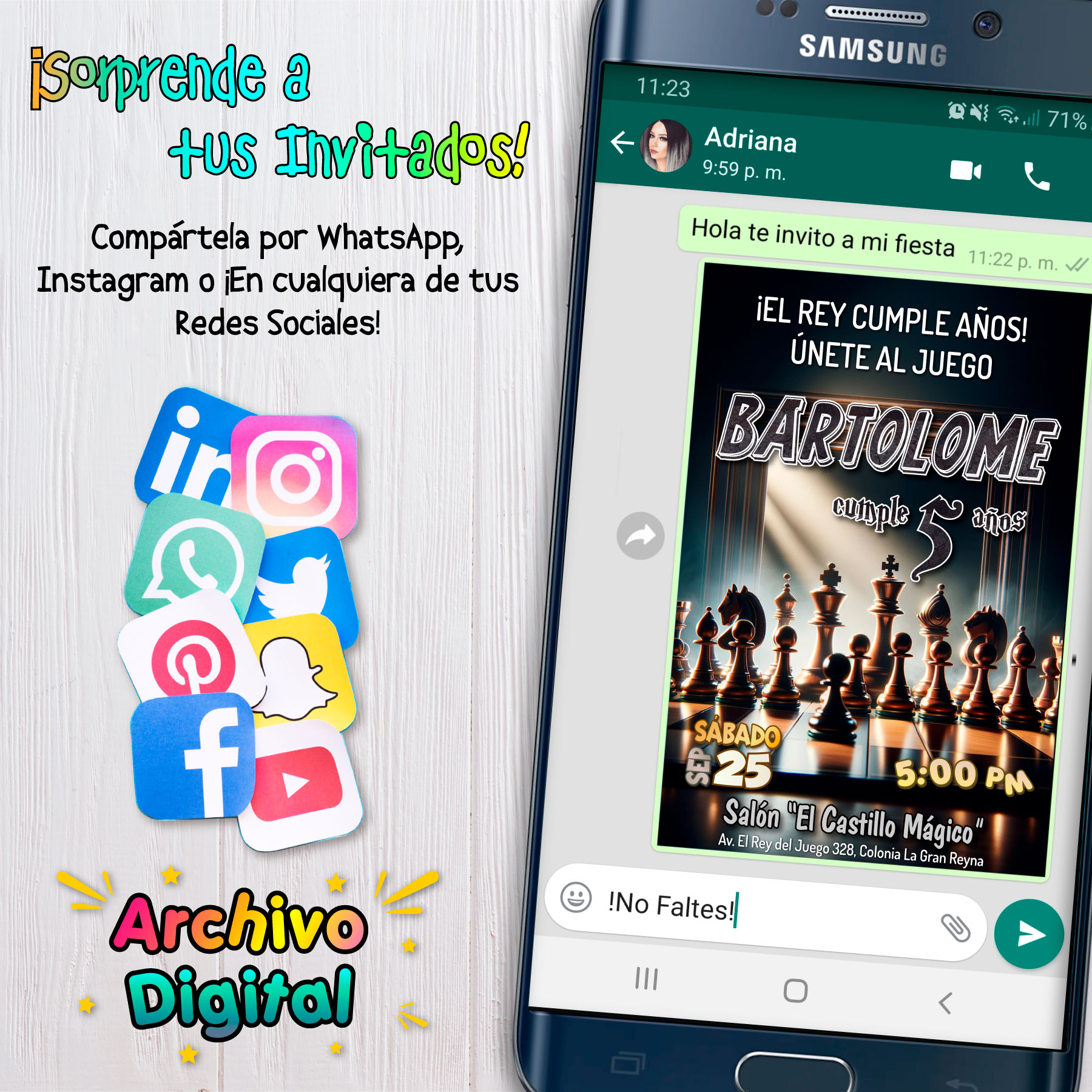 Ajedrez – Invitación Digital de Cumpleaños