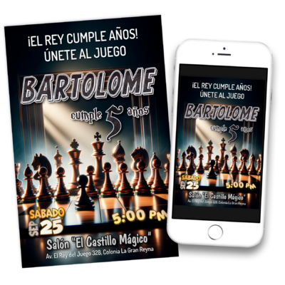 Ajedrez – Invitación Digital de Cumpleaños