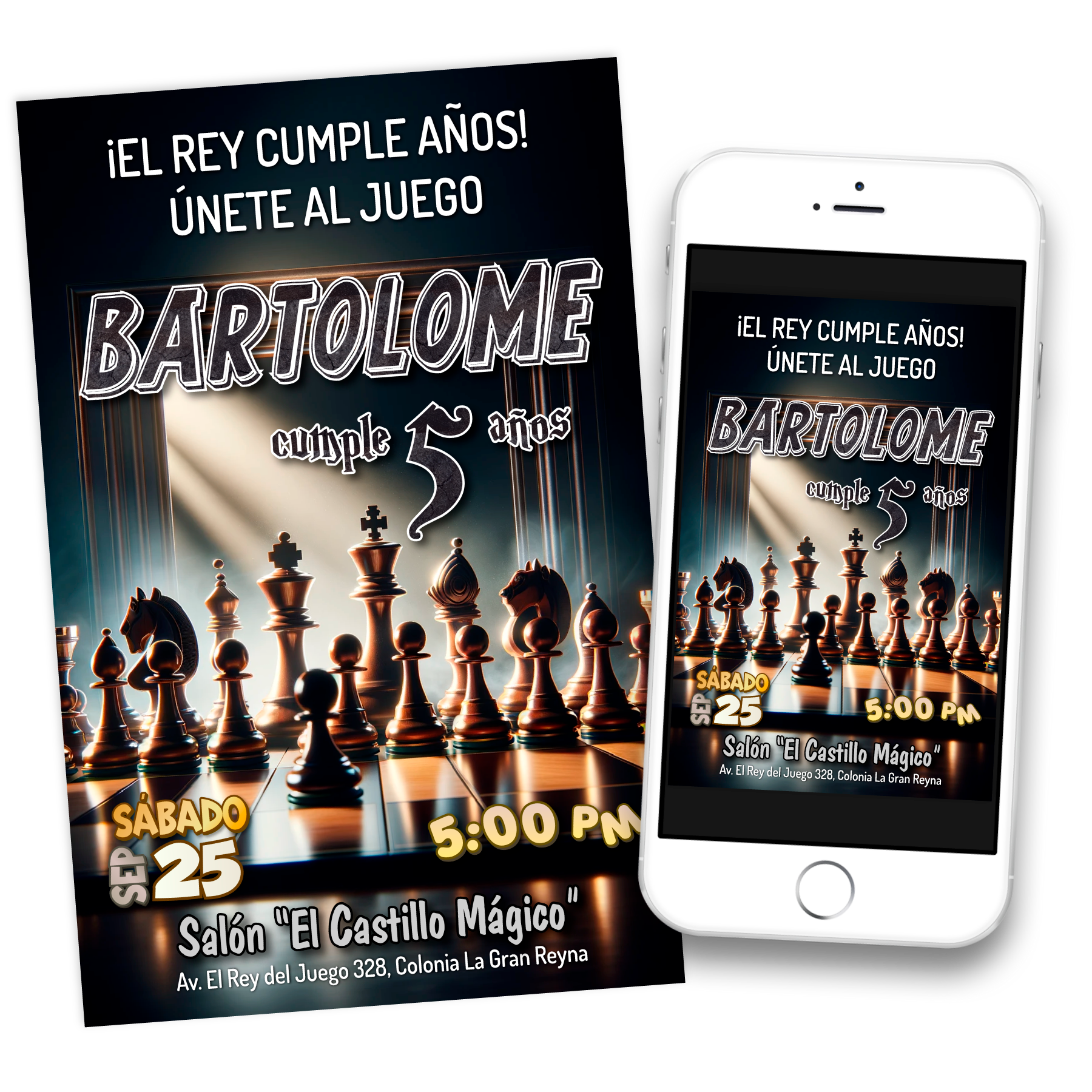 Ajedrez – Invitación Digital de Cumpleaños