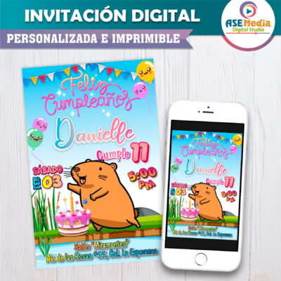 Capybara – Invitación Digital de Cumpleaños