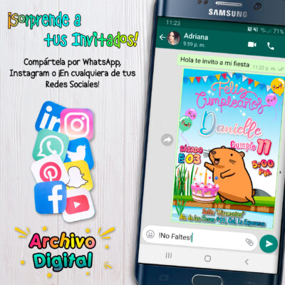 Capybara – Invitación Digital de Cumpleaños