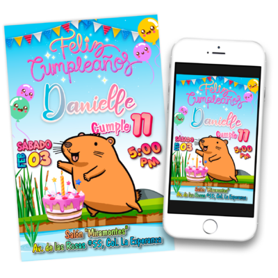Capybara – Invitación Digital de Cumpleaños