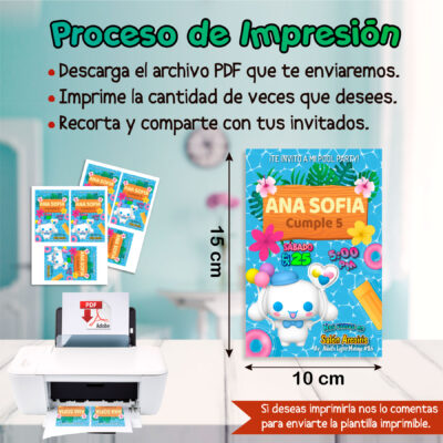 Cinnamoroll, Pool Party – Invitación Digital de Cumpleaños
