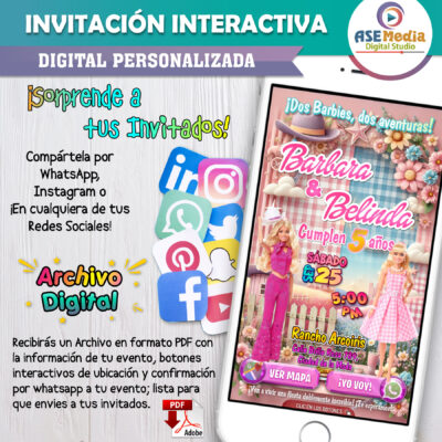 Hermanas Barbie – Invitación Interactiva de Cumpleaños para WhatsApp