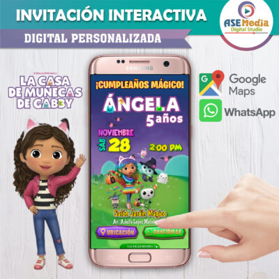 La Casa de Muñecas de Gabby, Halloween – Invitación Interactiva de Cumpleaños para WhatsApp