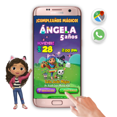 La Casa de Muñecas de Gabby, Halloween – Invitación Interactiva de Cumpleaños para WhatsApp