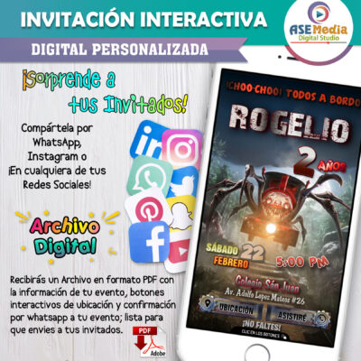 Choo Choo Charles – Invitación Interactiva de Cumpleaños para WhatsApp