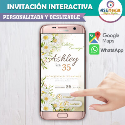 Mi Cumpleaños con Margaritas Blancas – Invitación Interactiva de Cumpleaños para WhatsApp