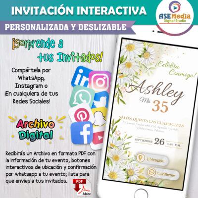 Mi Cumpleaños con Margaritas Blancas – Invitación Interactiva de Cumpleaños para WhatsApp
