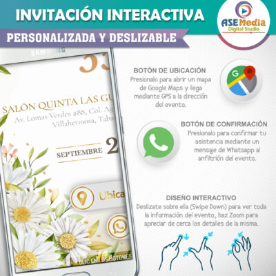 Mi Cumpleaños con Margaritas Blancas – Invitación Interactiva de Cumpleaños para WhatsApp