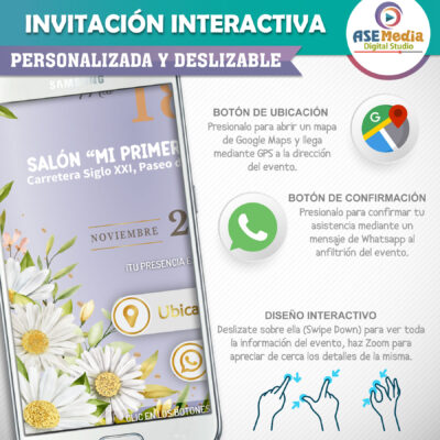 Mi Cumpleaños Lila con Margaritas Blancas – Invitación Interactiva de Cumpleaños para WhatsApp