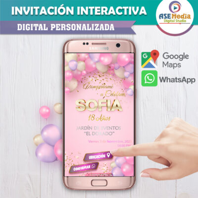 Fiesta de Cumpleaños Color Rosa – Invitación Interactiva de Cumpleaños para WhatsApp