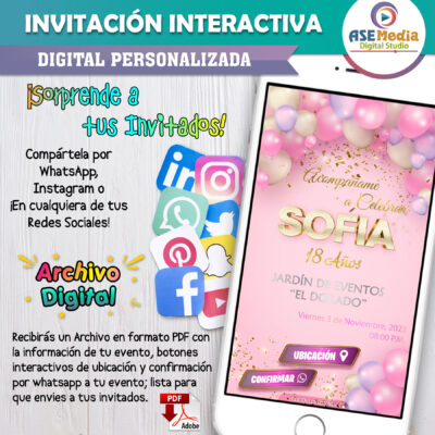 Fiesta de Cumpleaños Color Rosa – Invitación Interactiva de Cumpleaños para WhatsApp