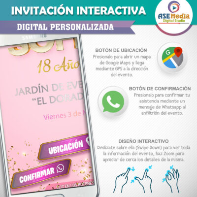 Fiesta de Cumpleaños Color Rosa – Invitación Interactiva de Cumpleaños para WhatsApp