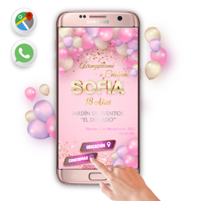 Fiesta de Cumpleaños Color Rosa – Invitación Interactiva de Cumpleaños para WhatsApp