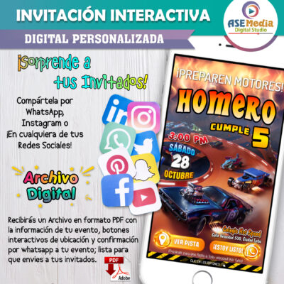 Hotwheels – Invitación Interactiva de Cumpleaños para WhatsApp