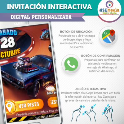 Hotwheels – Invitación Interactiva de Cumpleaños para WhatsApp