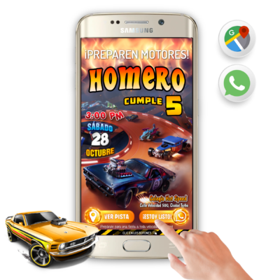 Hotwheels – Invitación Interactiva de Cumpleaños para WhatsApp