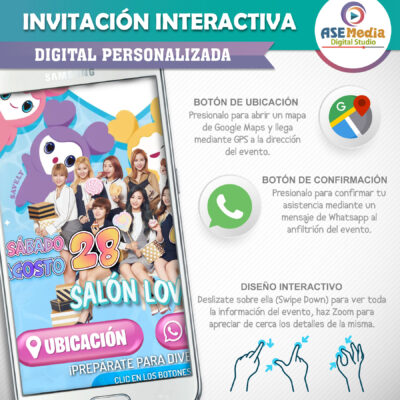 Twice y Lovelys – Invitación Interactiva de Cumpleaños para WhatsApp