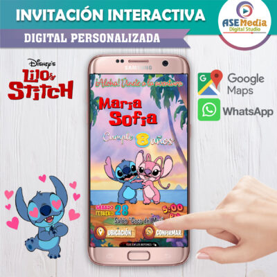 Stitch y Angel – Invitación Interactiva de Cumpleaños para WhatsApp