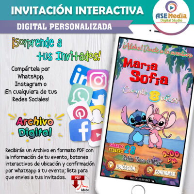 Stitch y Angel – Invitación Interactiva de Cumpleaños para WhatsApp