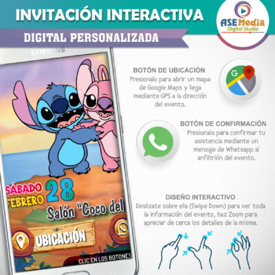 Stitch y Angel – Invitación Interactiva de Cumpleaños para WhatsApp