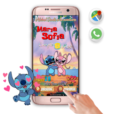 Stitch y Angel – Invitación Interactiva de Cumpleaños para WhatsApp
