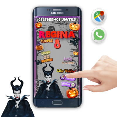 Halloween, Maléfica – Invitación Interactiva de Cumpleaños para WhatsApp
