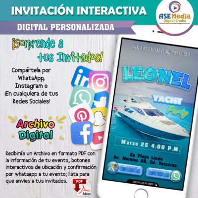 Yacht Party – Invitación Interactiva de Cumpleaños para WhatsApp