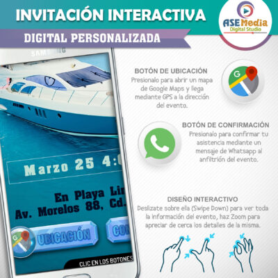 Yacht Party – Invitación Interactiva de Cumpleaños para WhatsApp
