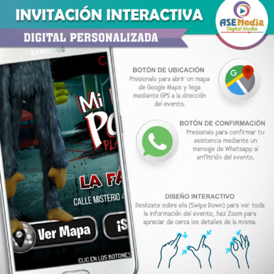 Huggy Wuggy Grotesco, Poppy Playtime – Invitación Interactiva de Cumpleaños para WhatsApp